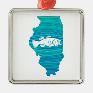 Ornamento De Metal Pesca na Onda de Illinois