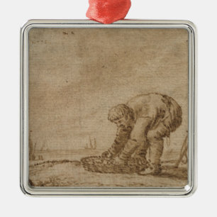 Ornamento De Metal Pescador na costa de mar, 1623