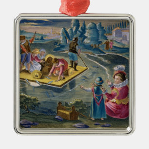 Ornamento De Metal Pescando em um lago na noite, chapeie 101 'de
