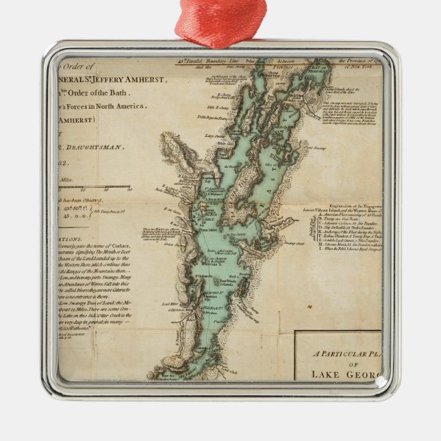 Ornamento De Metal Pesquisa do Lago Champlain (Frente)