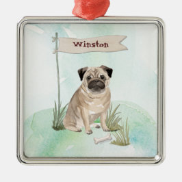 Ornamento De Metal Pet Dog de Nome Personalizado