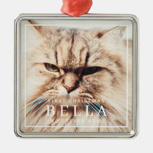 Ornamento De Metal Pet First Christmas in Forever Home Photo Holiday