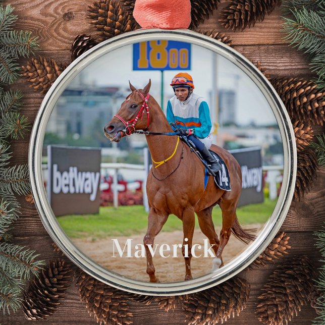 Ornamento De Metal Pet Foto Personalizada Sobre Cavalo Equestre (Criador carregado)