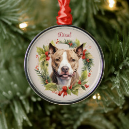 Ornamento De Metal Pet Memorial Break de Natal Pitbull