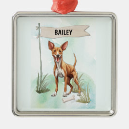 Ornamento De Metal Pharaoh Hound Watercolor Personalized Dog