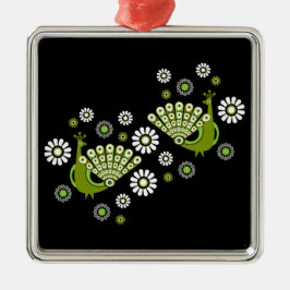 Ornamento De Metal Pheasants Peacock Art