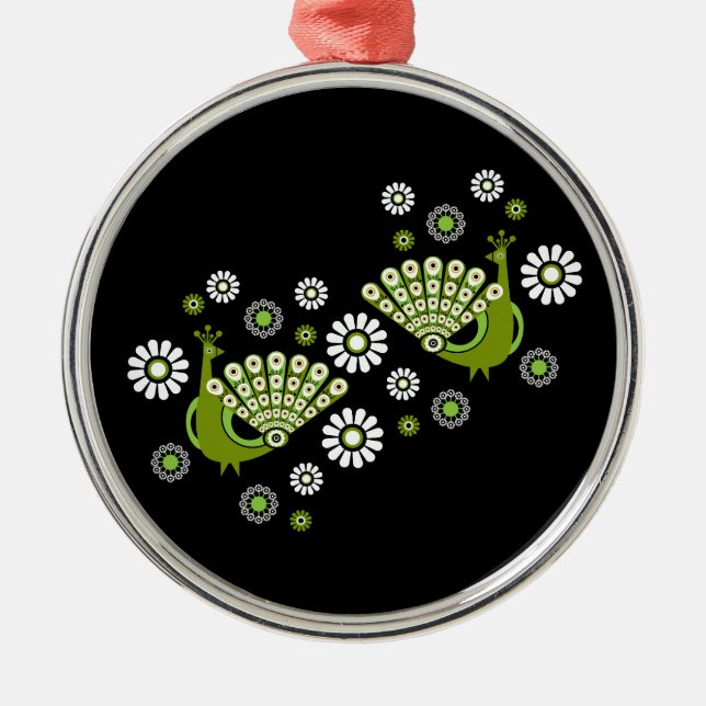 Ornamento De Metal Pheasants Peacock Art (Frente)