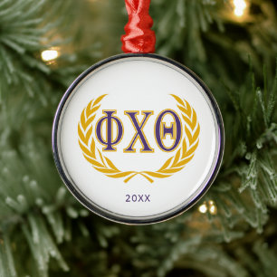 Ornamento De Metal Phi Chi Theta Grego com Coroa