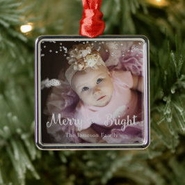 Ornamento De Metal Photo Customized Christmas Silver Dots Frame