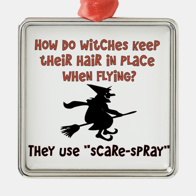 Ornamento De Metal Piada do Dia das Bruxas da bruxa do vôo (Frente)