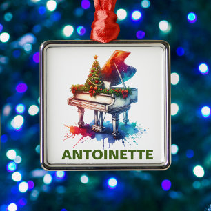 Ornamento De Metal Piano de Cauda de Natal Nome Personalizado