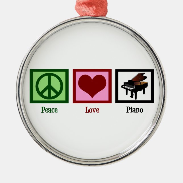 Ornamento De Metal Piano do amor da paz (Frente)