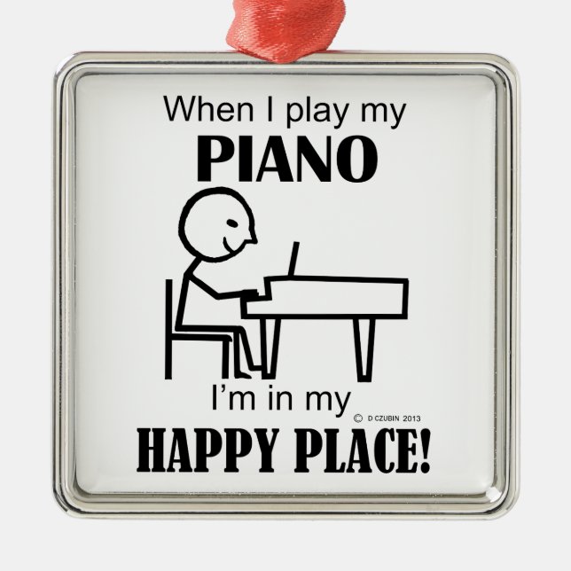 Ornamento De Metal Piano Happy Place (Frente)