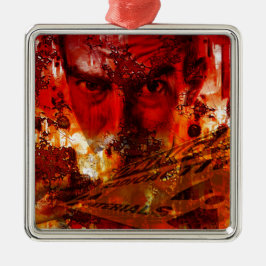 Ornamento De Metal Picha com Cara Vermelha
