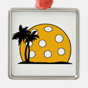 Ornamento De Metal Pickleball Beach Sunset