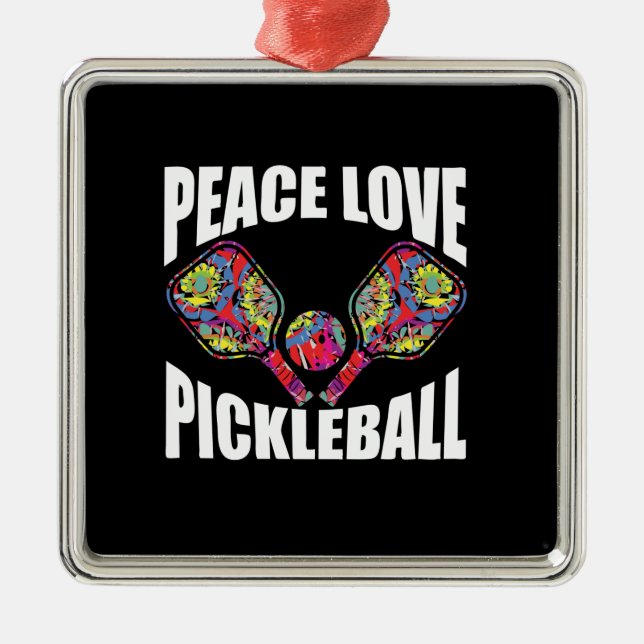 Ornamento De Metal Pickleball Paddle Design (Frente)