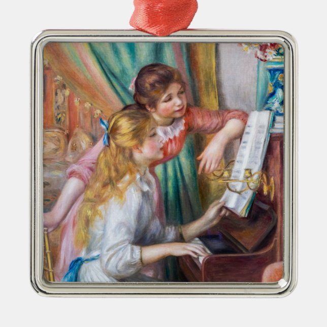 Ornamento De Metal Pierre Auguste Renoir - Jovens Meninas no Piano (Frente)