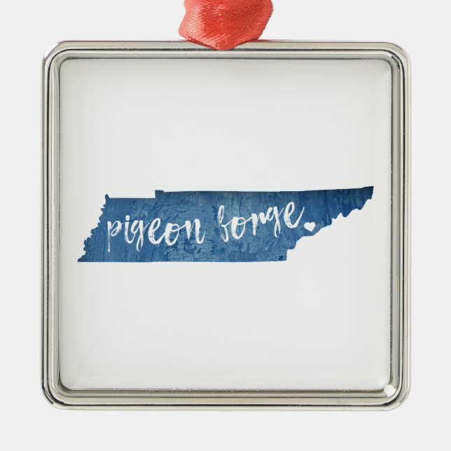 Ornamento De Metal Pigeon Forge Tennessee Grão de Madeira (Frente)