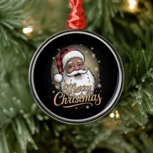 Ornamento De Metal Pijamas de Natal Afro-Americanos Papai Noel