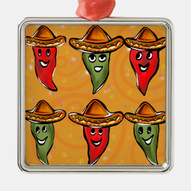 Ornamento De Metal Pimentões Cinco de Mayo (Frente)