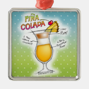 ORNAMENTO DE METAL PINA COLADA RECIPE COCKTAIL ARTE