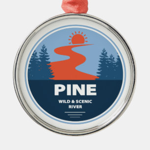 Ornamento De Metal Pine Wild E Rio Cênico
