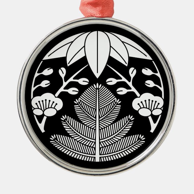 Ornamento De Metal Pinheiro,folhas de bambu,ume (Frente)
