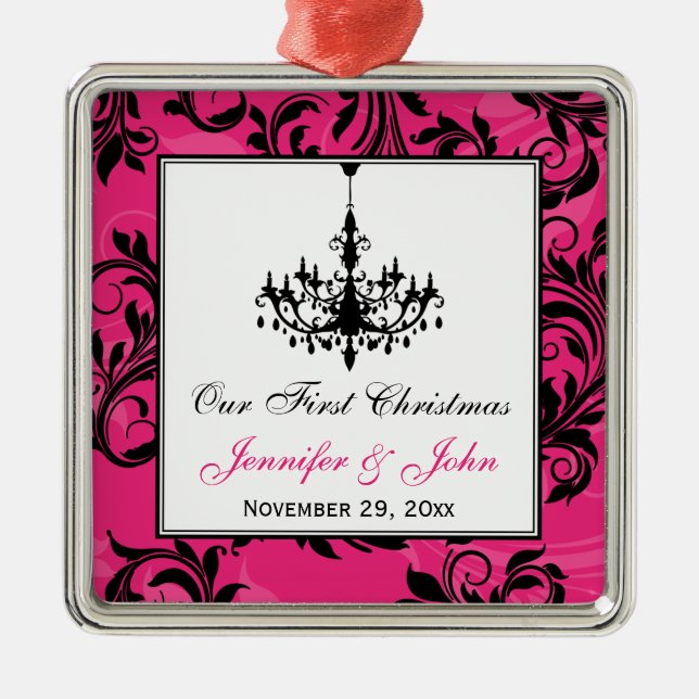 Ornamento De Metal Pink Black White Chandelier Scroll 1rua Natal (Frente)