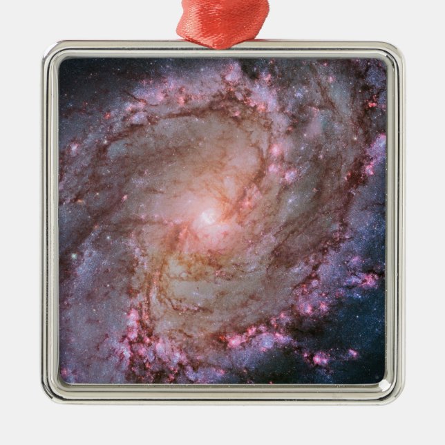 Ornamento De Metal Pink Space Photo Spiral Galaxy M83 (Frente)