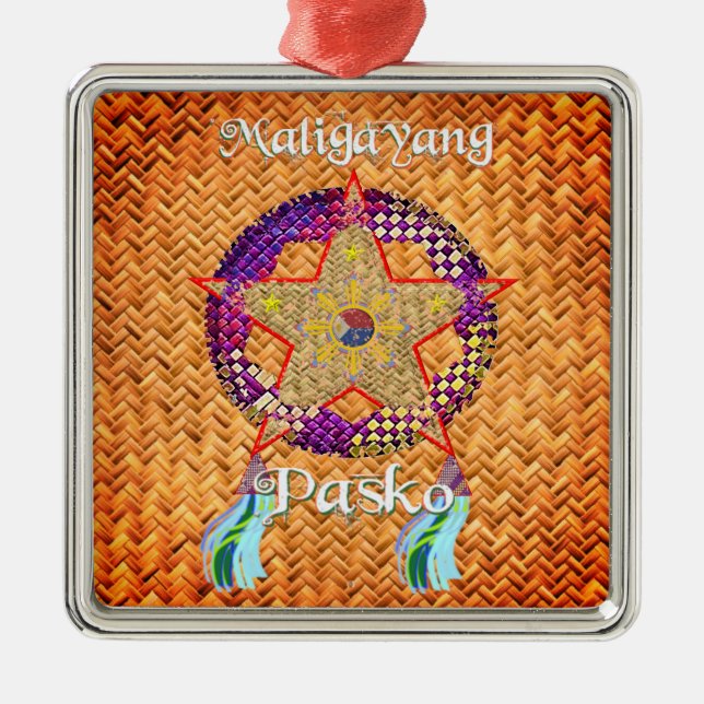 Ornamento De Metal Pinoy Christmas Parol Banig Lanterna (Frente)