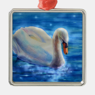 Ornamento De Metal Pintor aquoso branco do cisne