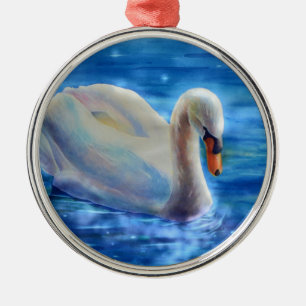 Ornamento De Metal Pintor aquoso branco do cisne