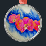 Ornamento De Metal Pintor de orquídeas cor-de-rosa-laranja romântico<br><div class="desc">lindas flores tropicais cor-de-rosa. Pintor de orquídea rosa-romântico por H Cooper</div>