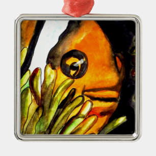 Ornamento De Metal Pintura artística original aquarela do peixe-palha