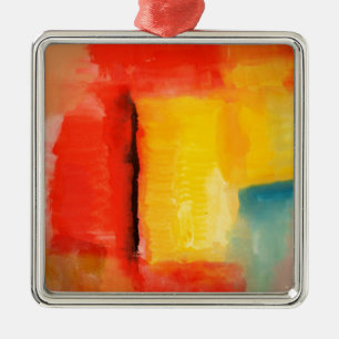 Ornamento De Metal Pintura de Abstrato Amarelo Vermelho Moderno