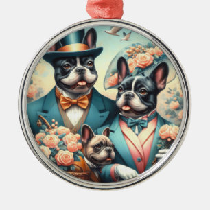 Ornamento De Metal Pintura de Buldogue Francês, Funny Vintage
