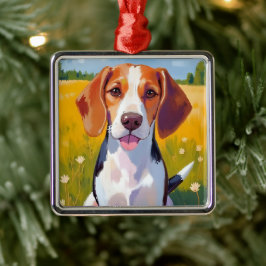 Ornamento De Metal Pintura em Aquarela de Cachorro Beagle Pet