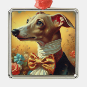 Ornamento De Metal Pintura em Cão de Greyhound Italiano