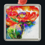 Ornamento De Metal Pintura floral vermelha Elegante<br><div class="desc">A pintura apresenta uma vibrante explosão de motivos florais vermelhos fundidos em um meio cativo de aquarela. O artista emprega um estilo impressionista, abstrato, permitindo que as cores fluam e se misturam organicamente, criando uma sensação de espontaneidade e movimento. Lavagens deliciosas de forma vermelha, com traços de cor rosa, laranja...</div>