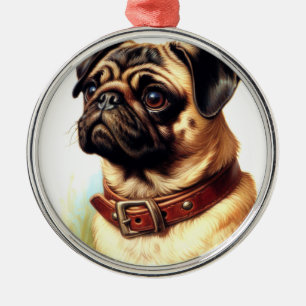 Ornamento De Metal Pintura Retroativa de Pug de Cubo