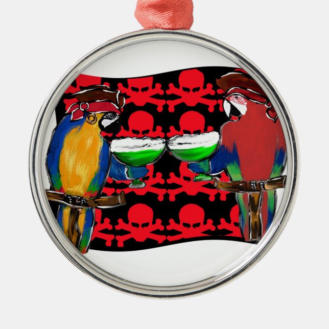 Ornamento De Metal Pirate Parrots (Frente)