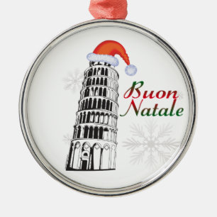 Ornamento De Metal Pisa Buon Natale Santa Hat