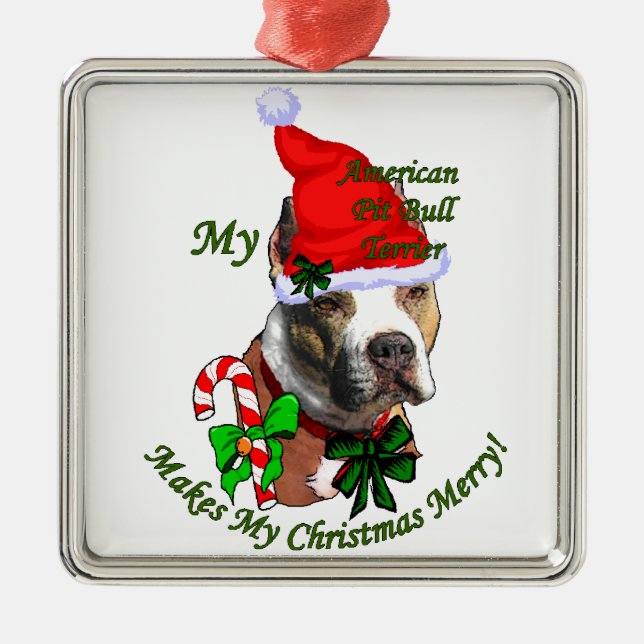 Ornamento De Metal Pit Bull Terrier Natal Americano (Frente)