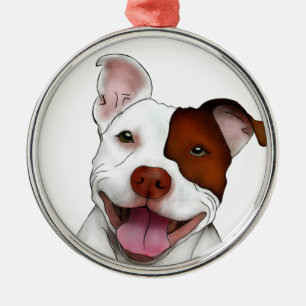 Ornamento De Metal Pitbull de sorriso feliz