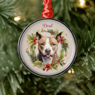Ornamento De Metal Pitbull Natal Memorial Pet Raça de Cachorro
