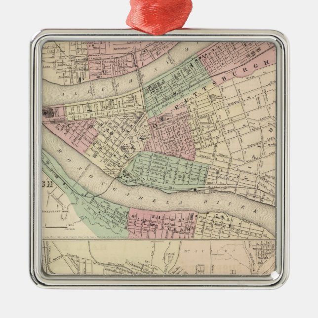 Ornamento De Metal Pittsburgh e Allegheny, Pensilvânia (Frente)