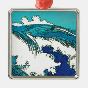 Ornamento De Metal PixDezines konen uehara ondas do oceano, 上原