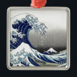 Ornamento De Metal PixDezines Vintage, Excelente Wave, Hokusai 葛 飾 北<br><div class="desc">PixDezinves Vintage da arte japonesa. A onda Excelente de Kanagawa é uma das mais vistas do mundo.  O artista Hokusai,  1832 (período Edo).    Descrevendo okinami como ondas de excelente,  NÃO tsunami.com. Todos os direitos reservados.</div>