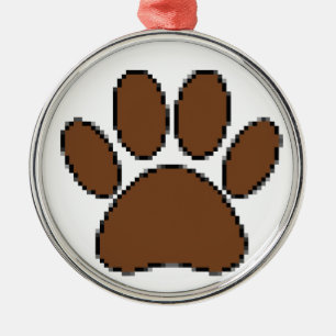 Ornamento De Metal Pixel Dog Paw Print