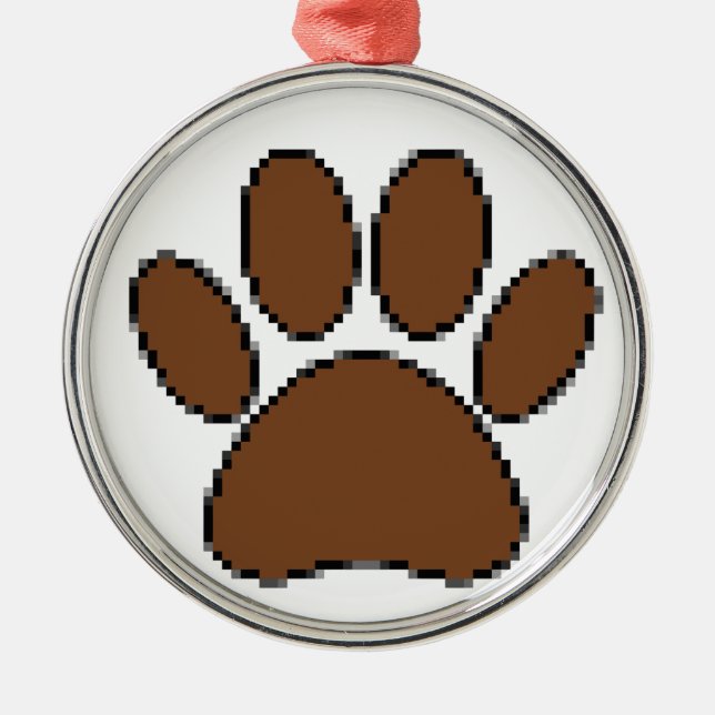 Ornamento De Metal Pixel Dog Paw Print (Frente)